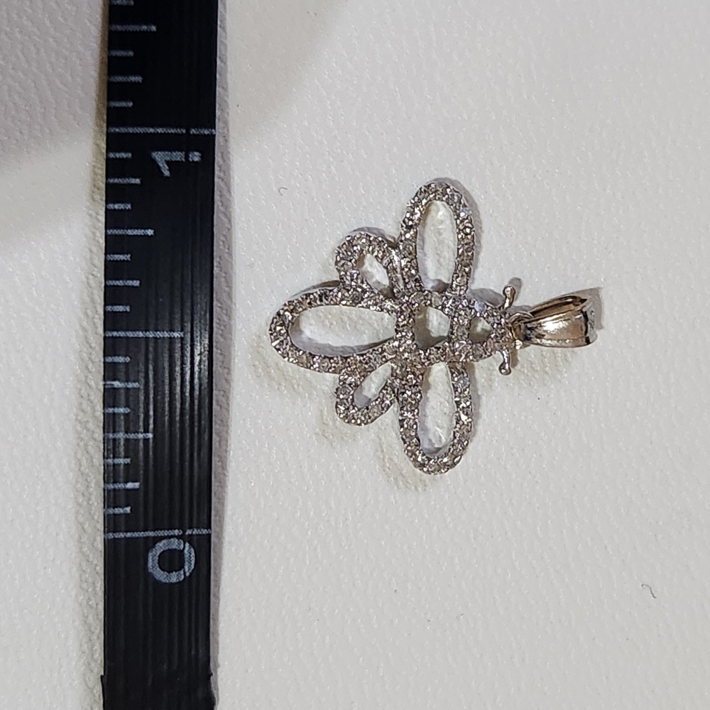 14K White Gold Natural Diamond Pave Bee Pendant Charm - Picture 11 of 11